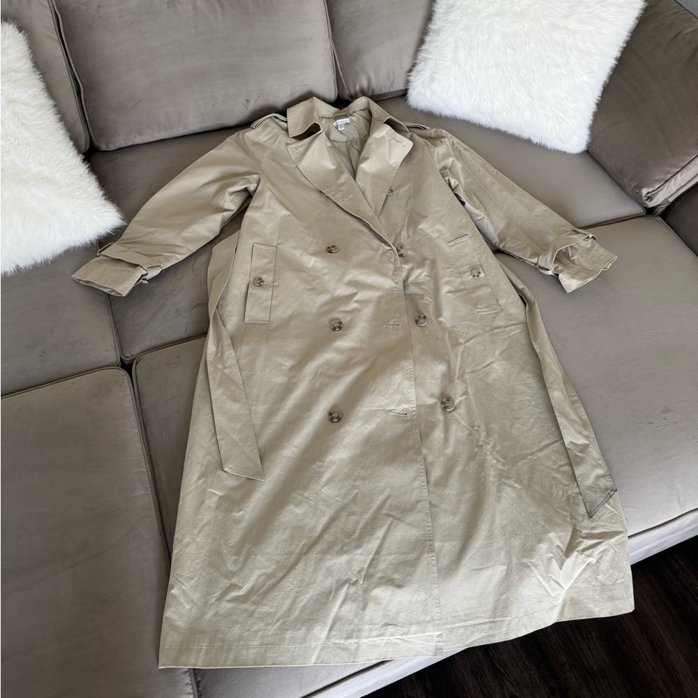 Topshop Longline Trench Coat In Stone
